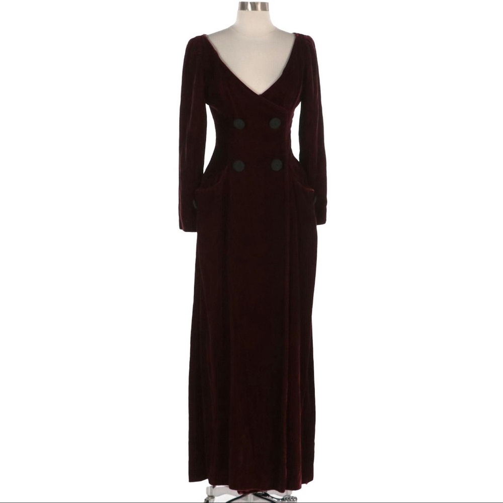 Vintage Oscar de la Renta Butgundy Velvet Dress